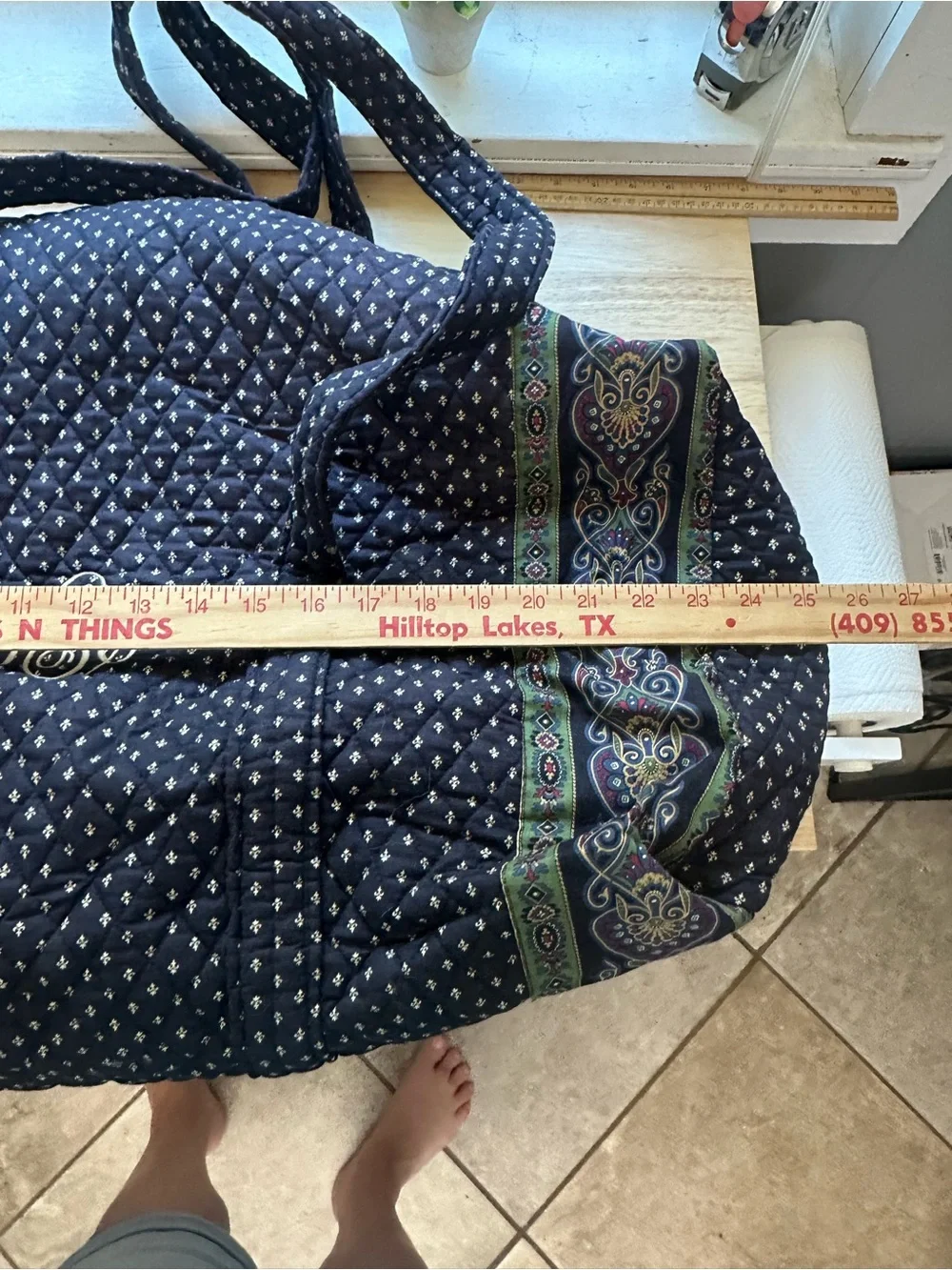 Vera Bradley set of three Quilted Tote duffle bagsPaisley Edge and Monogram